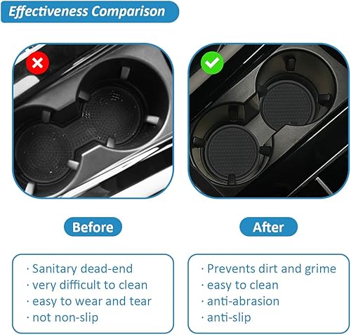 Miniatura 10 de Paquete de 4 posavasos brillantes para automóvil, 2.75 pulgadas, de silicona, antideslizante, con diamantes de imitación, accesorios universales y