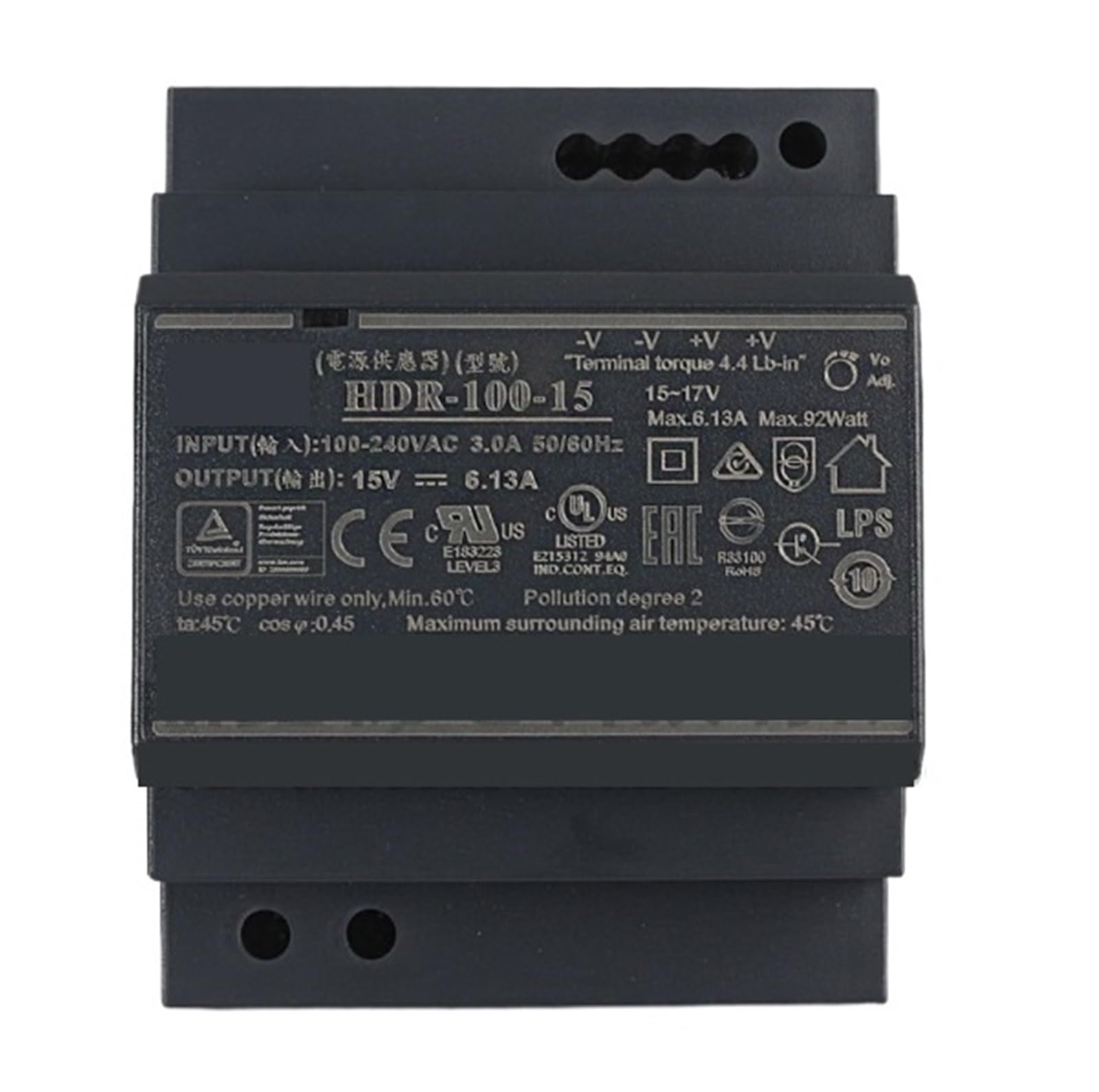 SWEWDSQG HDR-100-12 HDR-100-15 HDR-100-24 HDR-100-48 12V/15V/24V/48V-N 100W DC switching power supply(HDR-100-12)