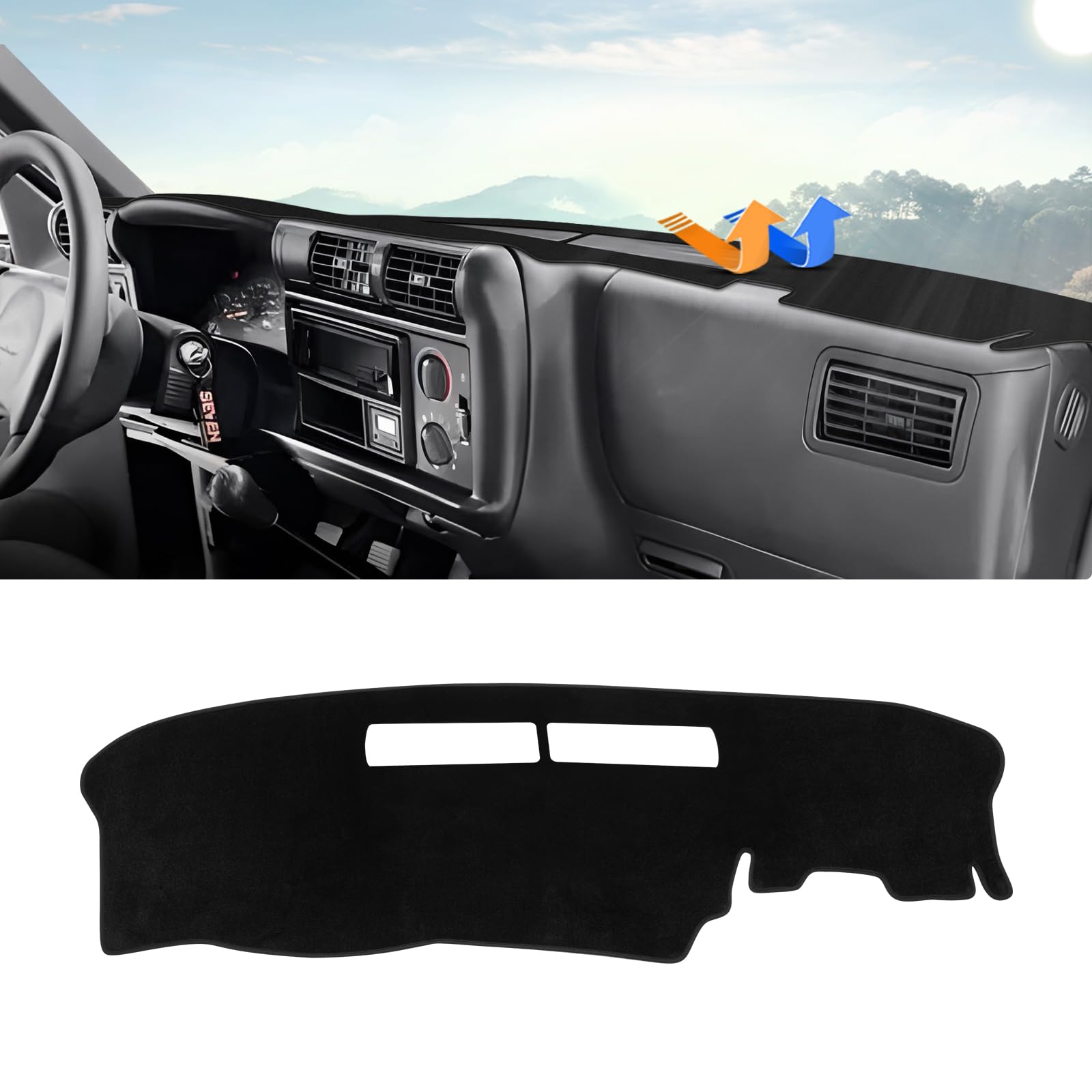 Autorder Dashboard Cover Mat for 1994-1997 Chevrolet Chevy S10 Blazer/GMC Jimmy Sonoma&1996 1997 Olds Oldsmobile Bravada Accessories Dash Cover Upgrade Velvet Dash Mat UV Rays Protector
