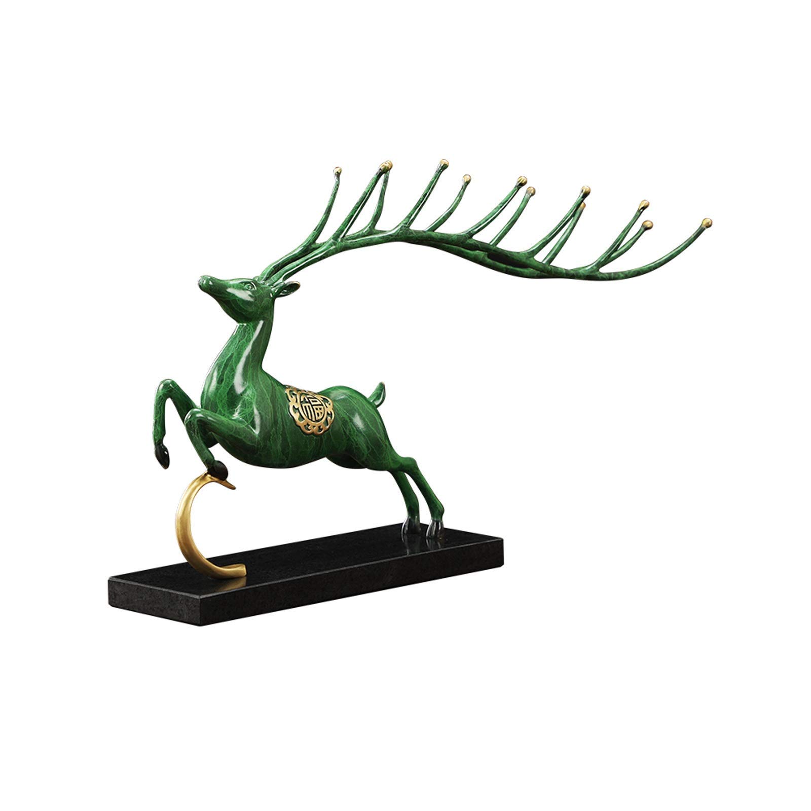 YNIYUJKL Feng Shui Ornaments New Chinese Brass Deer Decoration Lucky Deer Home Entrance Living Room Deer Ornament Handicraft Deer Statue Showpieces Creative Figurine Sculptures