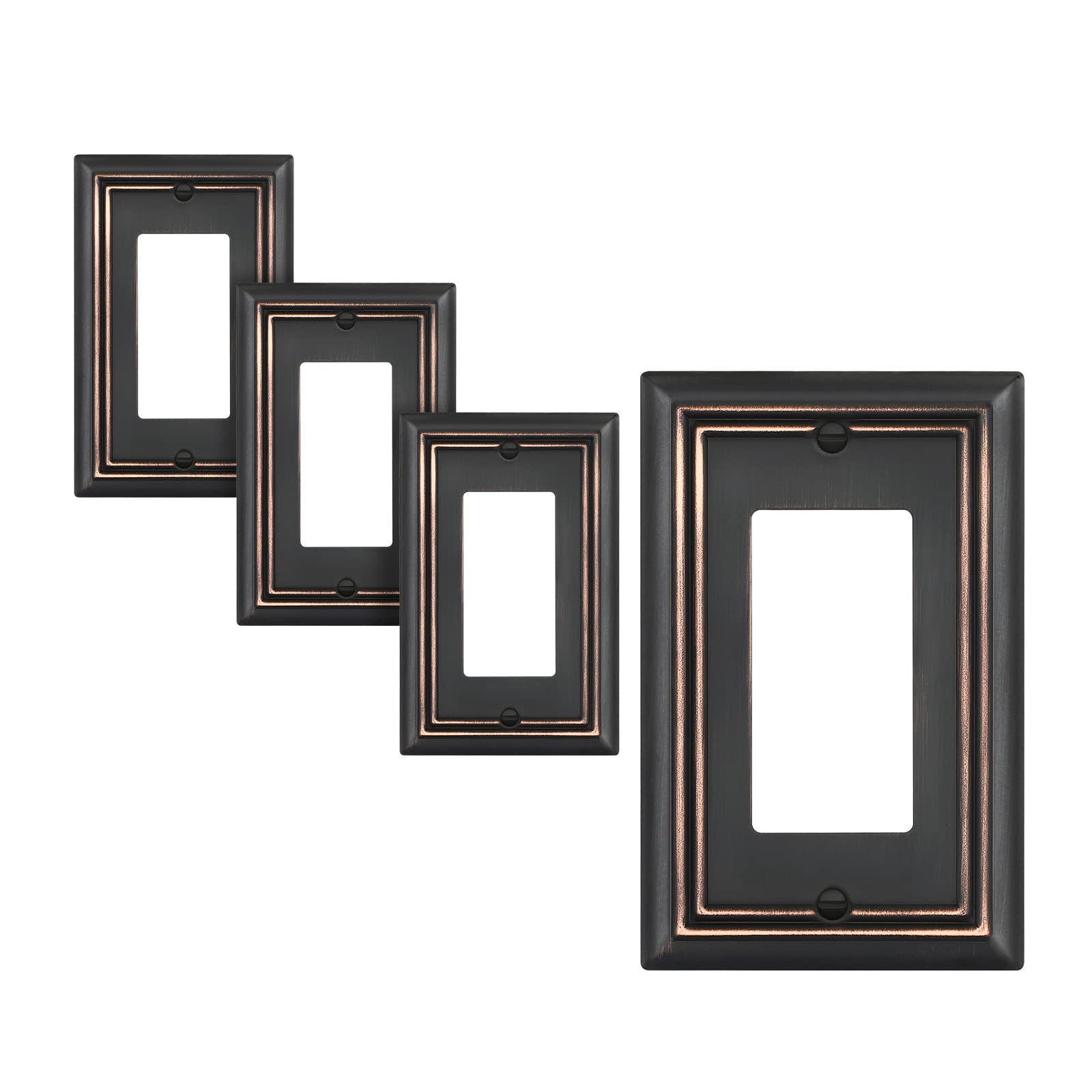 DEWENWILS 4-Pack Metal Wall Outlet Cover, Decorator Wall Plates for Receptacle, GFCI Outlet, Dimmer Switch, Aged Bronze