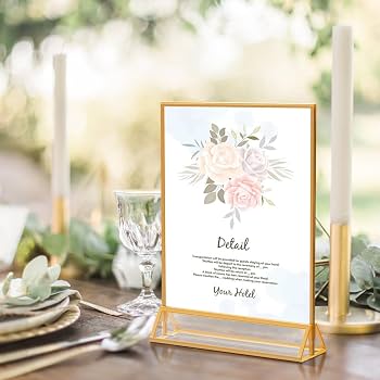 Lot De 8 Cadres Photos Dorés Double Face 15x21 Cm - Porte-numéros De Table Mariage - Acrylique Transparent Avec Chevalet