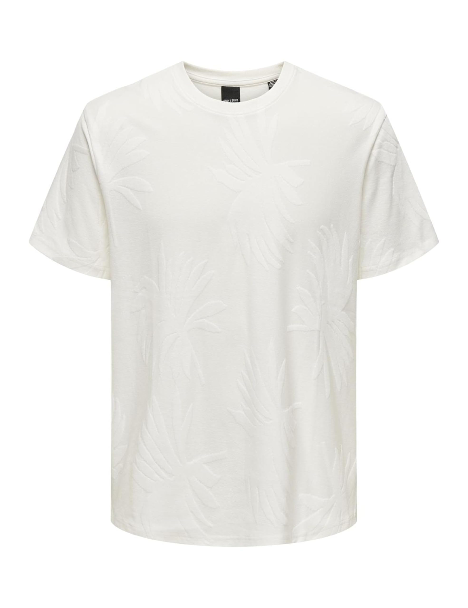 ONLY & SONS Men's Onsmarco Life Reg Palm Jacquard Ss Tee, Cloud Dancer, L