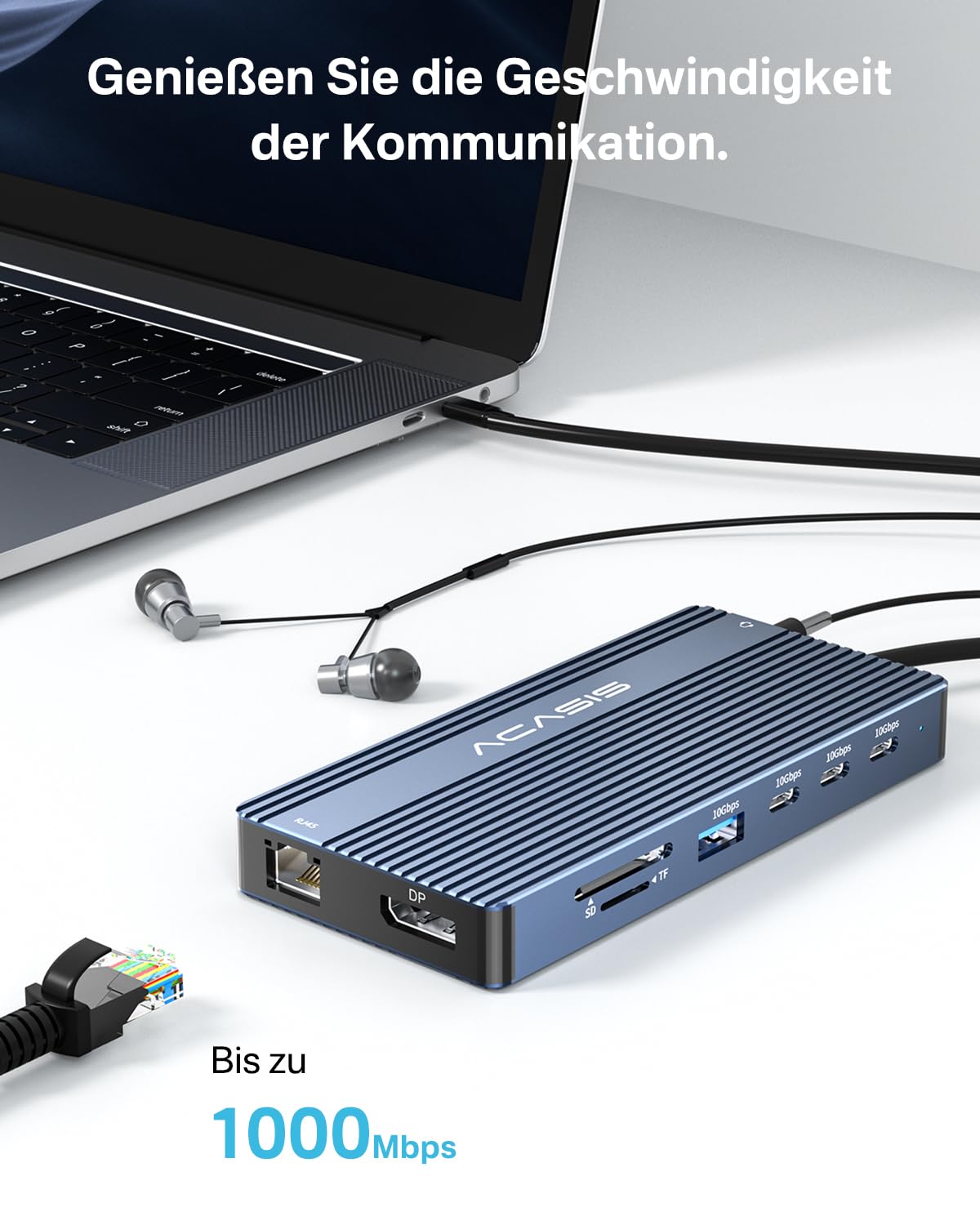 ACASIS USB C Hub 14-1 USB C Docking Station Dual Monitor, mit 2 HDMI+DP(4K60Hz), Ethernet, 3 USBC 10Gbps,100W PD, SD/TF 3.0, Audio, Laptop Docking Station für MacBook/Dell/HP/Lenovo (DS0202)