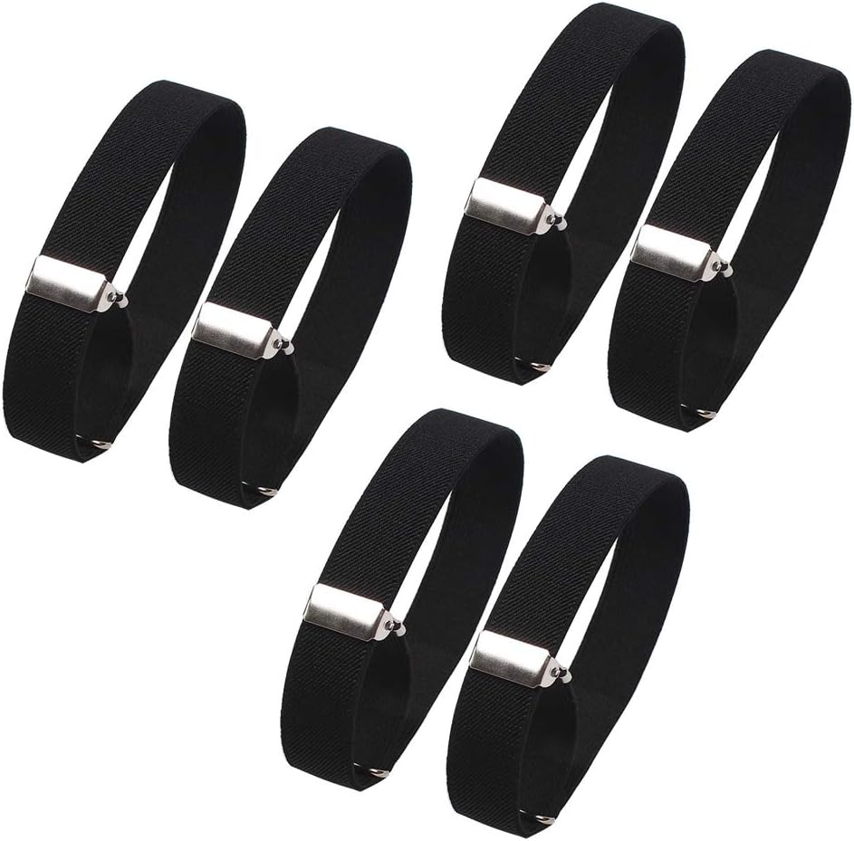 6 Pieces (3 Pairs) Elastic Adjustable Armbands Sleeve Hold Ups Sleeve Bands Anti-Slip Shirt Sleeve Holders Hold Up Sleeve Garters Elastic Armbands (Black)