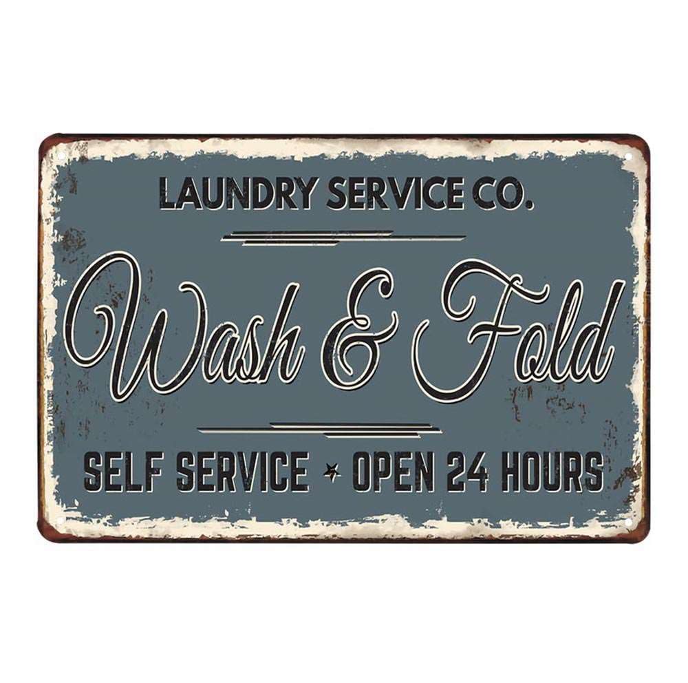 Laundry - Placa de metal retro vintage (4 unidades)
