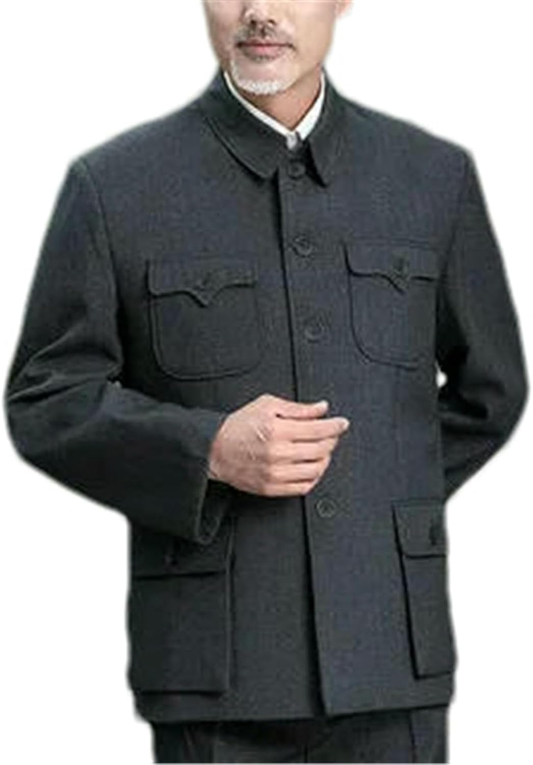 Men Jackets Traditional Chinese Tunic Tops Spring Festival Zhongshan Multiple Pockets Coat
