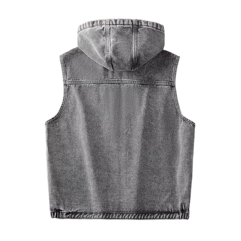 shownicer Gilet Jeans Uomo Moto Giubbotto Smanicato Cappuccio