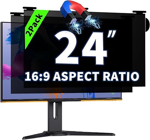 Miniatura 22 de Paquete de 2 pantallas magnéticas colgantes de privacidad para computadora de 27 pulgadas para monitor de pantalla ancha de 16:9, pantalla de