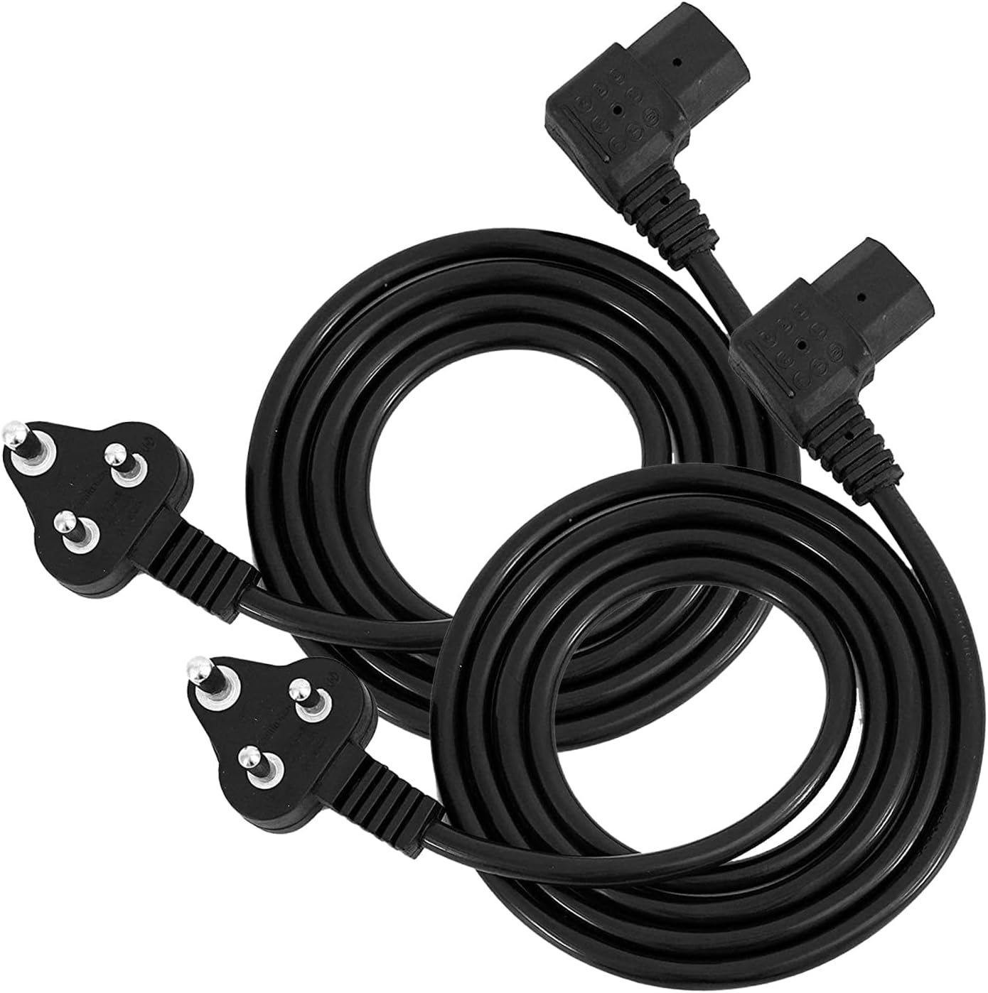 Storite 1.5M 2 Pack PC 3 Pin PC Power Cable 90 Degree L Shape Power Cable 18AWG IEC Lead Replacement for Desktop, Monitor & Printer - Black