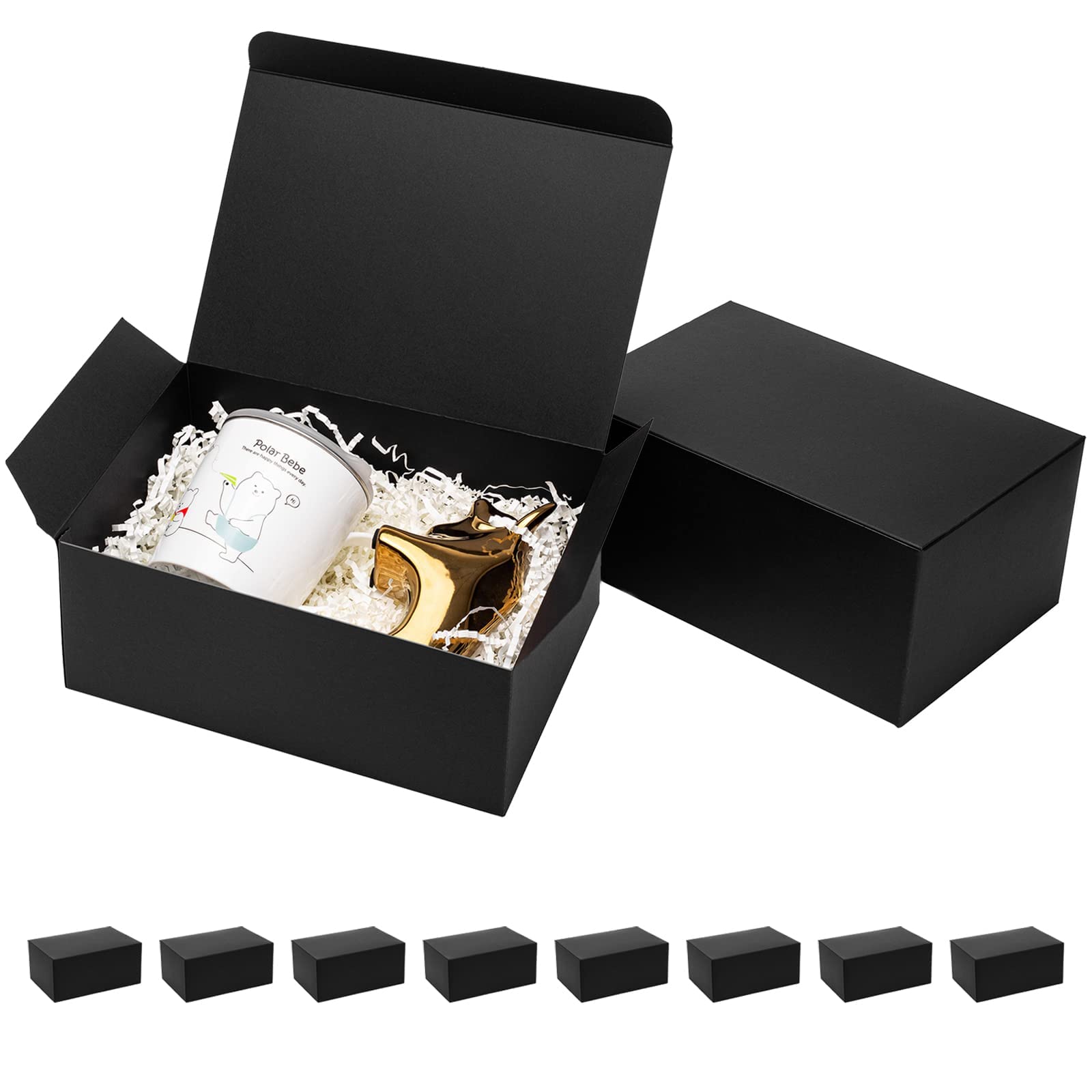 Mcfleet Black Gift Boxes with Lids 9x6x4 Inches 10 Pack Groomsmen Proposal Boxes Cardboard Gift Box for Presents, Craft Boxes for Christmas, Wedding, Graduation, Holiday, Birthday Gift Packaging