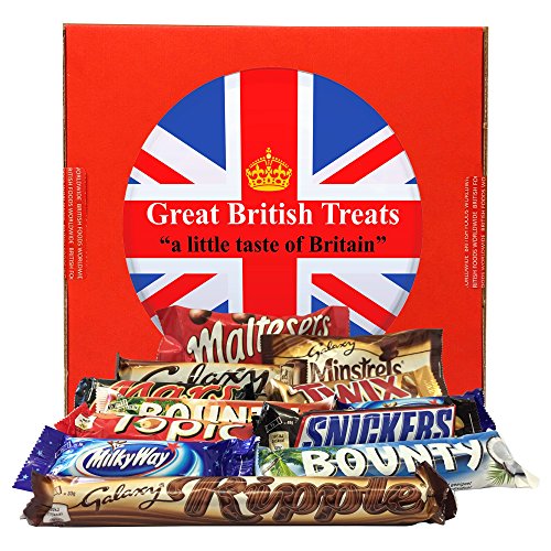 British Foods Worldwide Mars Gift Box | 12 British Chocolate Bars (Mars Bounty Maltesers Galaxy Minstrels Topic Snickers Milky Way Ripple)