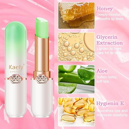 Miniatura 5 de 3 unidades de bálsamo labial teñido de melocotón, aloe y aguacate, juegos de maquillaje que cambian de color de lápiz labial, labios más