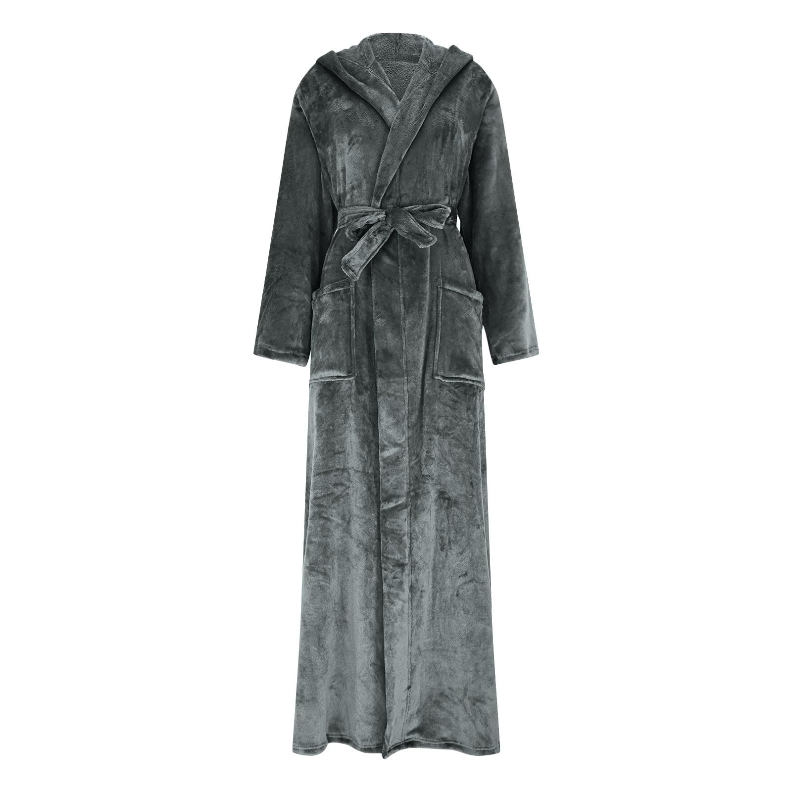 Accappatoio Donna In Flanella Con Cappuccio E Tasche Vestaglia Invernale | Kimono Con Cintura Regolabili Loungewear A Manica Lunga Camicia Da Notte Donna Comoda Pesante Caldo Sleepwear Loungewear