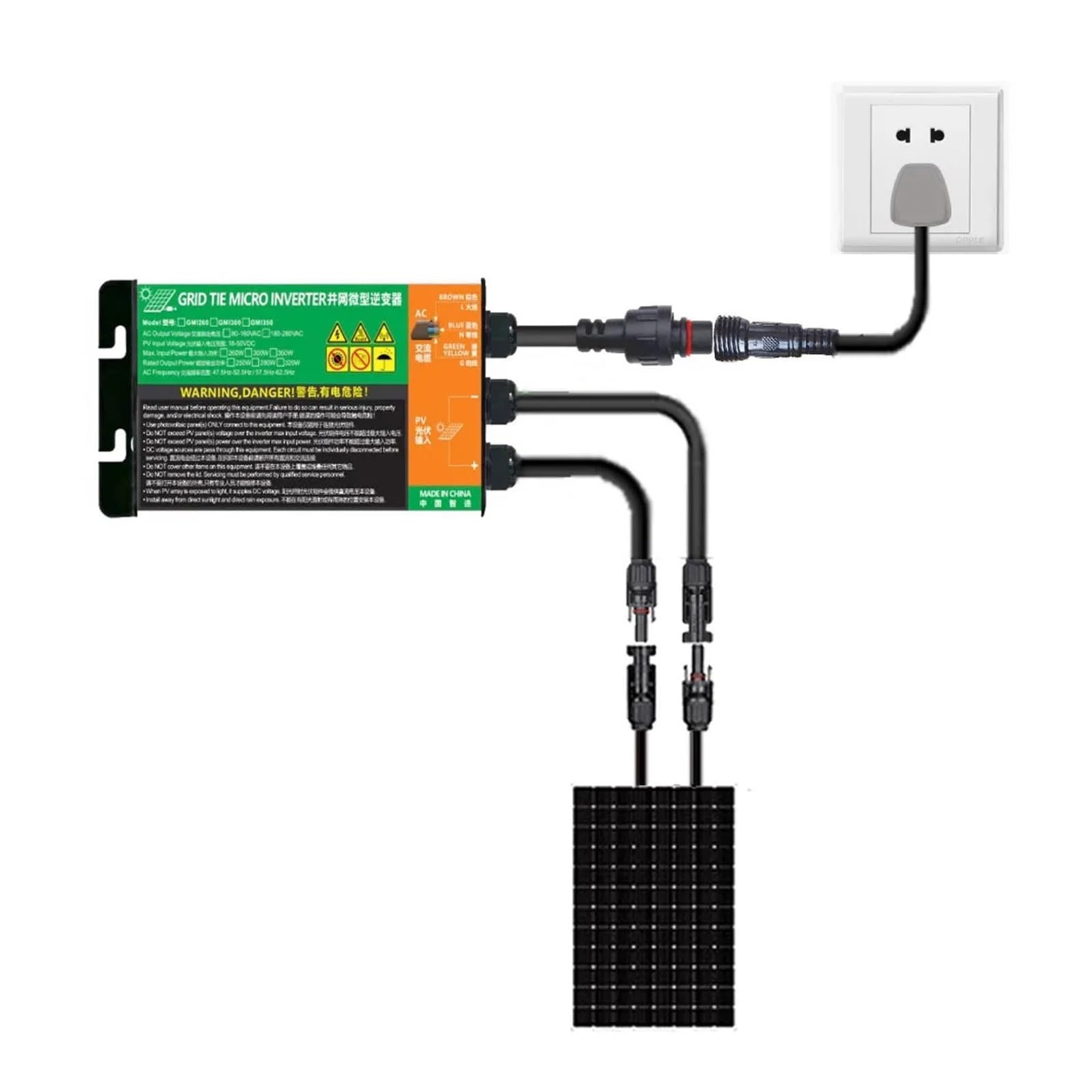 Micro inverter solare MPPT da 300 W 350 500 600 700 DC26V-46V a AC110V-230V 50HZ/60HZ fotovoltaico Stoccaggio energetico domestico(GMI-300W,80V-160VAC)