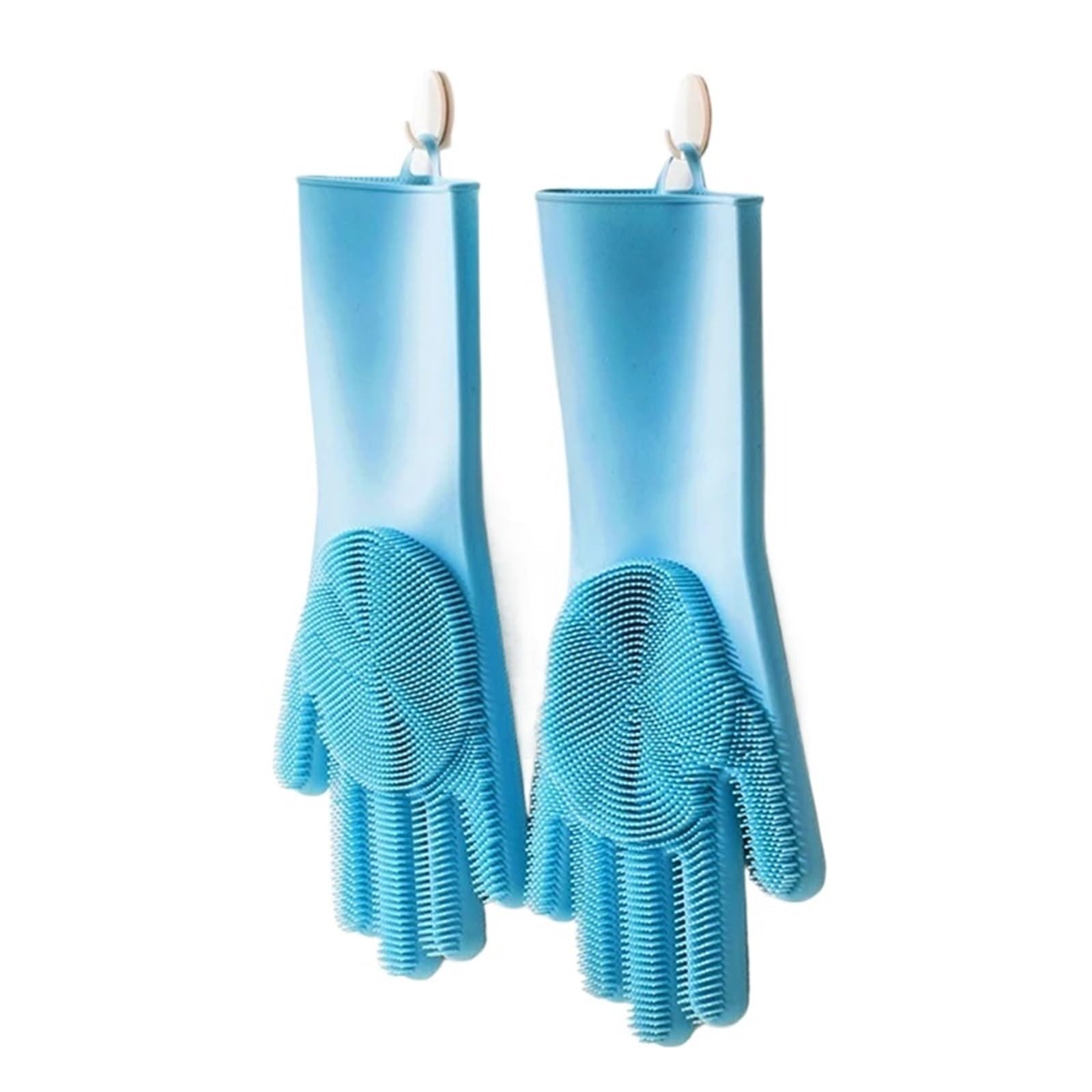 Guantes de trabajo de goma 5 pares de guantes silicona for lavar platos, goma reutilizables for cocina, cerdas suaves, limpieza y lavado(Blue)
