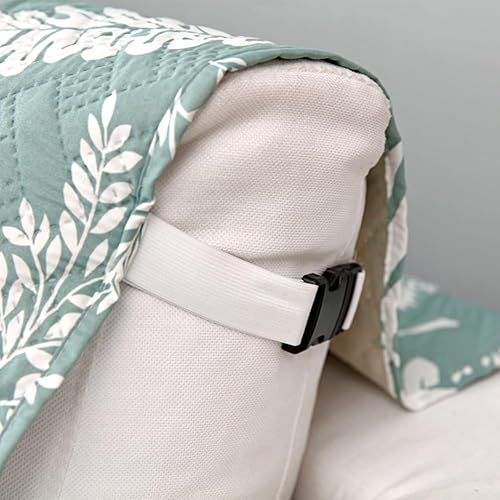 Miniatura 7 de vctops Funda de sofá acolchada y antideslizante con estampado de hojas, con correas elásticas, funda lavable para sofá biplaza, protector de muebles