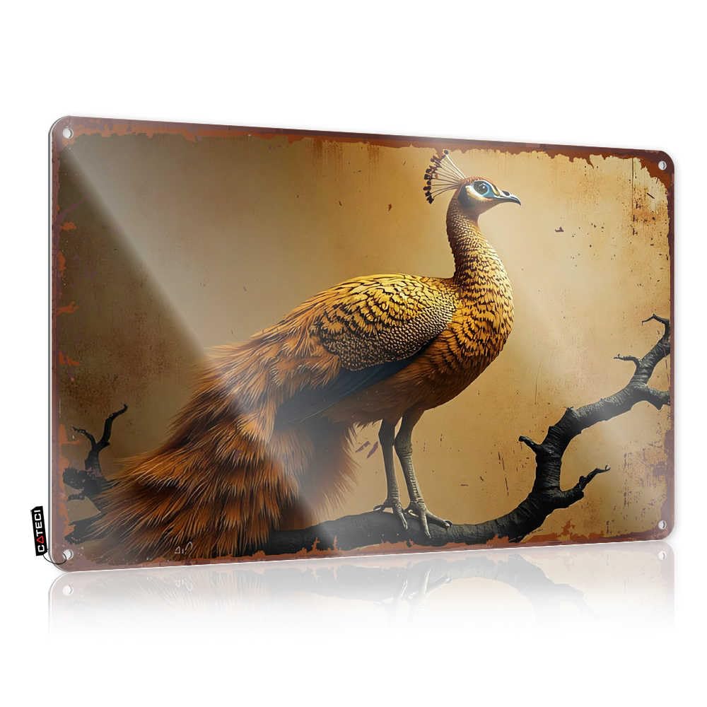 Fzfn Boys Colour Golden Peacock Perched On A Branch Decor Home Decorative | Humorous Accessories Hanging Art For Clearance Living Room(30X40cm)