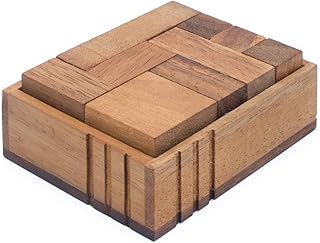 SiamMandalay Challenge Box: Wooden Puzzles for Adults - 3D Brain Teaser Stacking Game Handmade Organic Educational Problem-Solving Game for Adults & Children. Corporate Desk Accent for Office.