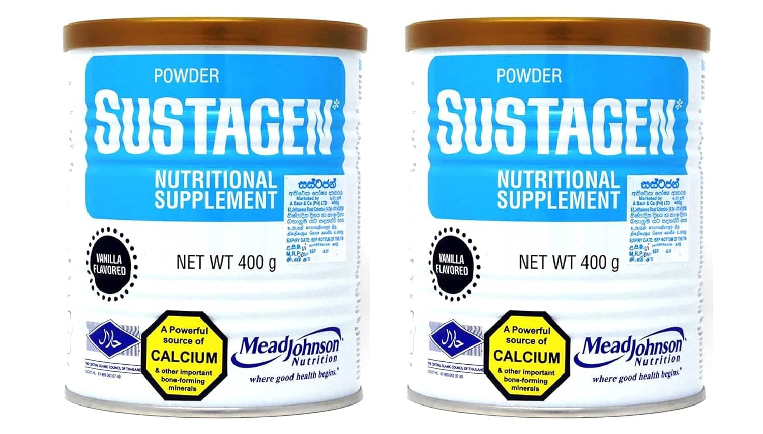 Sustagen Nutritional Supplement Milk powder (Vanilla Flavored) 2 Tin 1 Pack 800 Grams