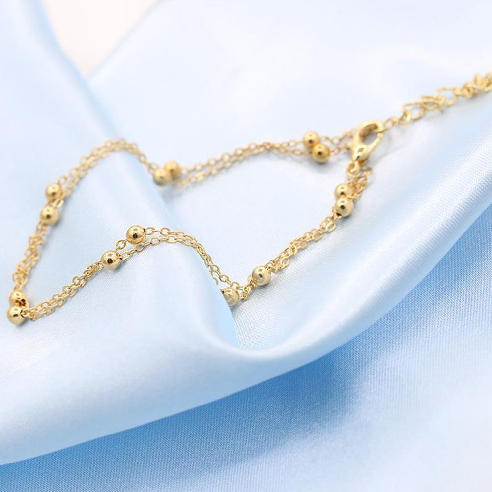 Cavigliera da Donna, cavigliera con Perline a Doppia Catena Cavigliere da Donna Bracciale alla Moda per Ragazze semplicità Estiva Catena per clavicola Bellissimi Ornamenti per i Piedi Cavigliere