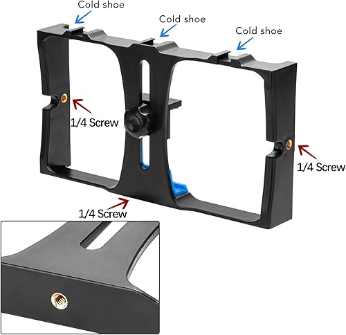Miniatura 3 de Equipo de video para teléfonos inteligentes, tornillo de 14 de pulgada, estabilizador de teléfono celular portátil, jaula de cámara de video para