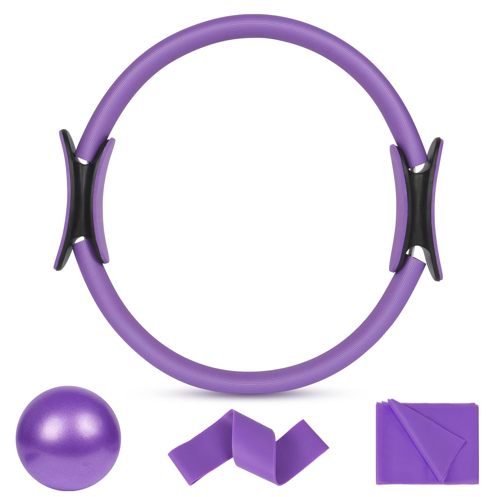 Kit de Pilates, Pilates Accessoires, Anneau de Pilate, Bande de Résistance en Latex, Ballon Yoga, Cercle de Résistance Élastique, Extracteur de Pédale et Extracteur en Forme de 8