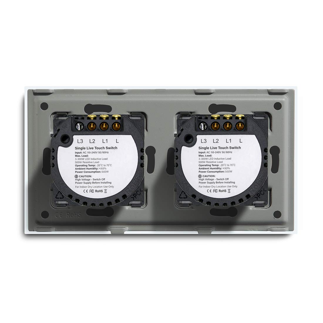 Interruptor Tactil, Interruptor Tactil Pared 4 Gang 1 Way Touch Button Interruptor de 157 mm Interruptor de luz Blanco Black Golden Class Panel for el hogar(Black)