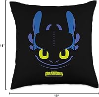 Vista 4 de DreamWorks Dragons Toothless Night Fury - Almohada para disfraz de cara grande, 18 x 18 pulgadas, multicolor