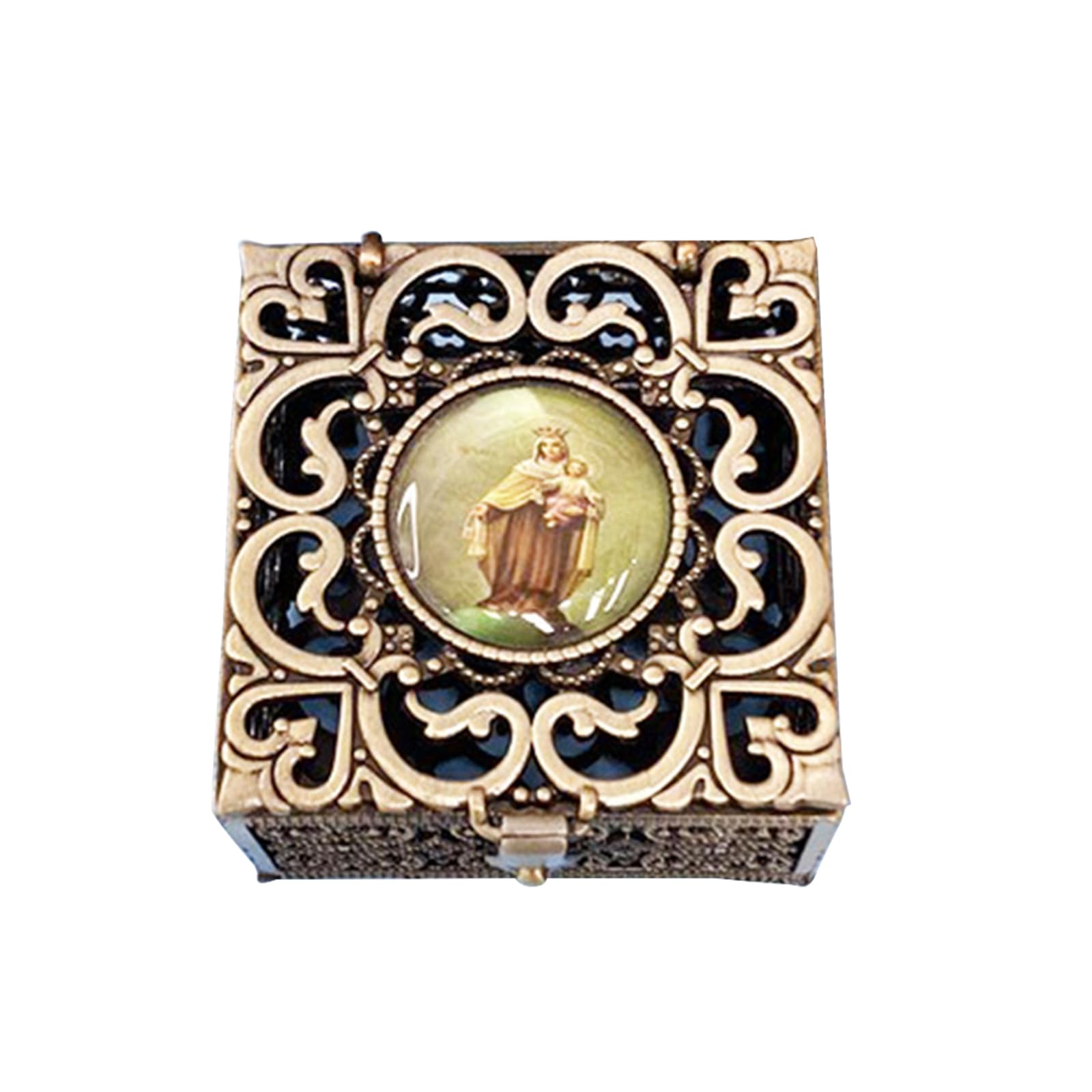 Jazuaiao Jewelry Organizers Box Retro Storage Box Candy Jewelry Holder Container Package Display Necklace Earring Treat Zinc Alloy Small