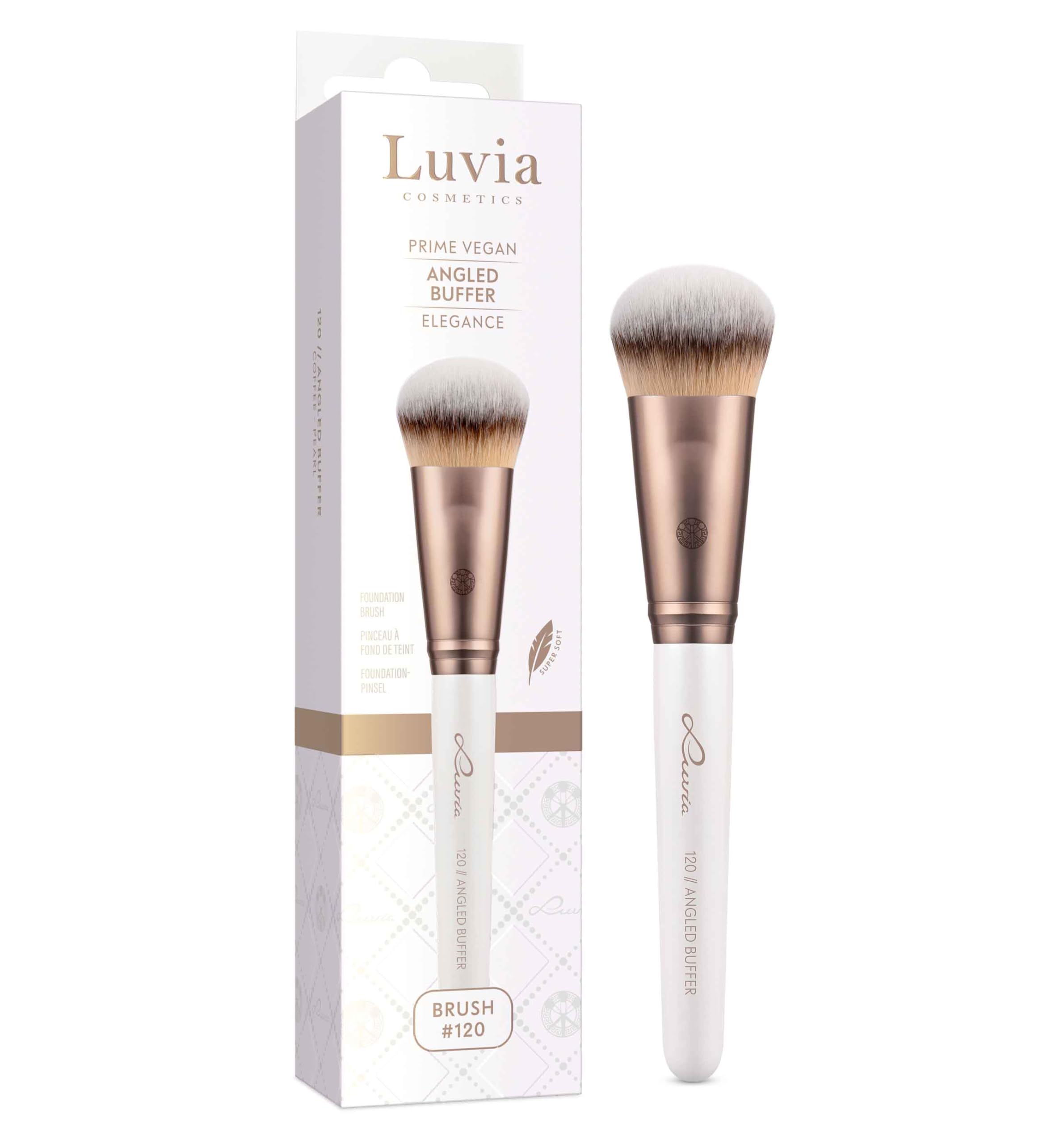 Luvia Professional Makeup Brush, Foundation Make-Up Brush, Angled Buffer Brush, Vegan Cosmetic Brush, 120 // Angled Buffer - Elegance