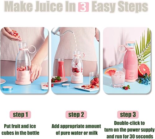 Miniatura 6 de JuiceNGo - Licuadora portátil, licuadora portátil 2 en 1 para batidos y jugo fresco, con taza de viaje de 14.2 onzas, tapa y 4 cuchillas,