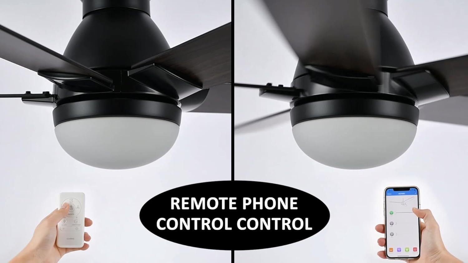 Carro Smart Flush Mount Ceiling Fans with Lights 52”, 3 Light Colors Dimmable, 10 Speeds DC Ceiling Fan with Remote, Outdoor, Compatible with Alexa, Siri & Google Home, Dark Walnut