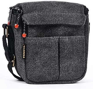 FOSOTO Mirrorless Digital Camera Canvas Bag for Sony A6000 A6100 A6400 A5100 RX100 V / Canon EOS M100 SX740 / Fujifilm X100V X100F Shockproof Portable Compact System Camera Shoulder Bags Cases