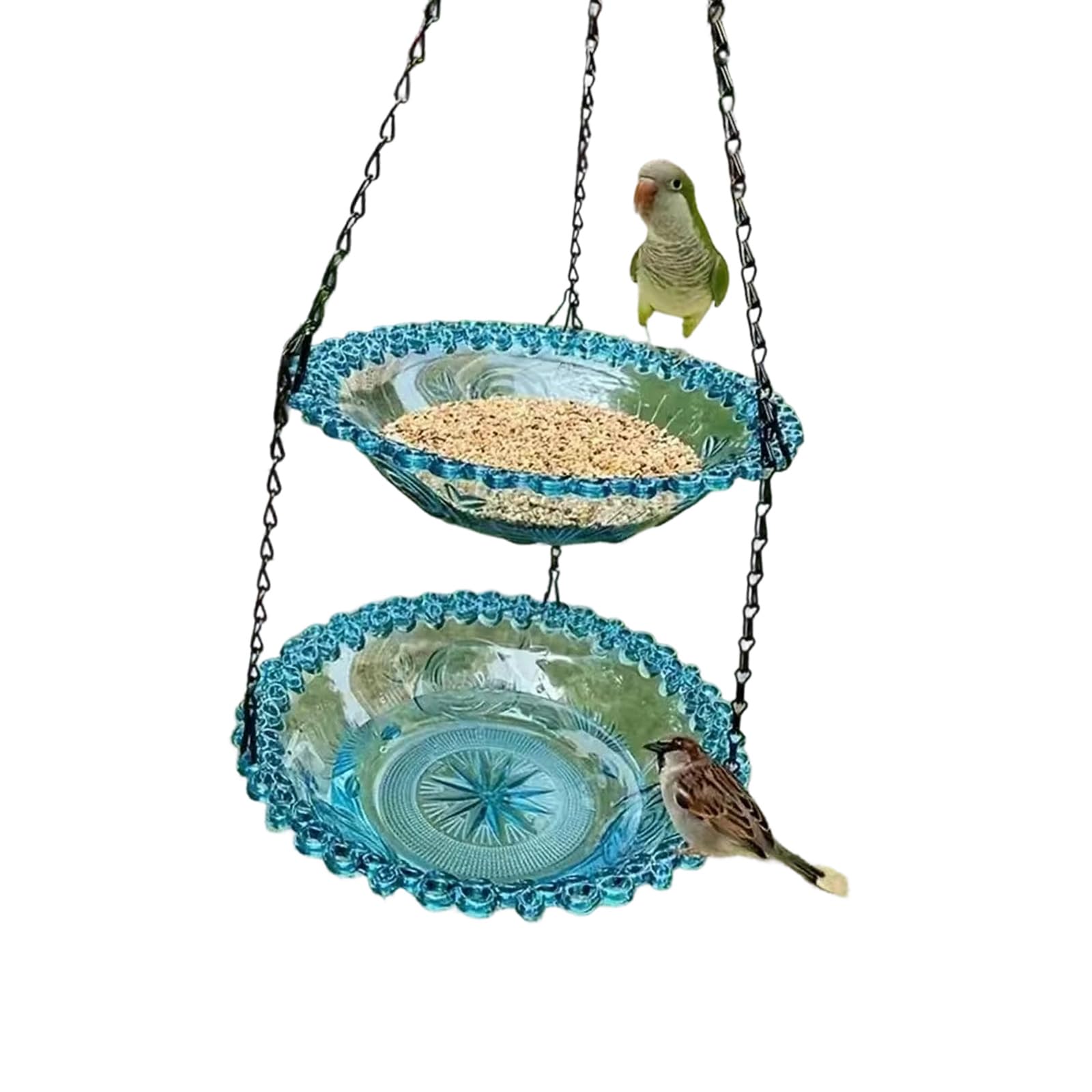 XuQiZZpp Outdoor Decorative Two Purpose Bird Bath And Feeder With S Hook For Easy Hanging Installation