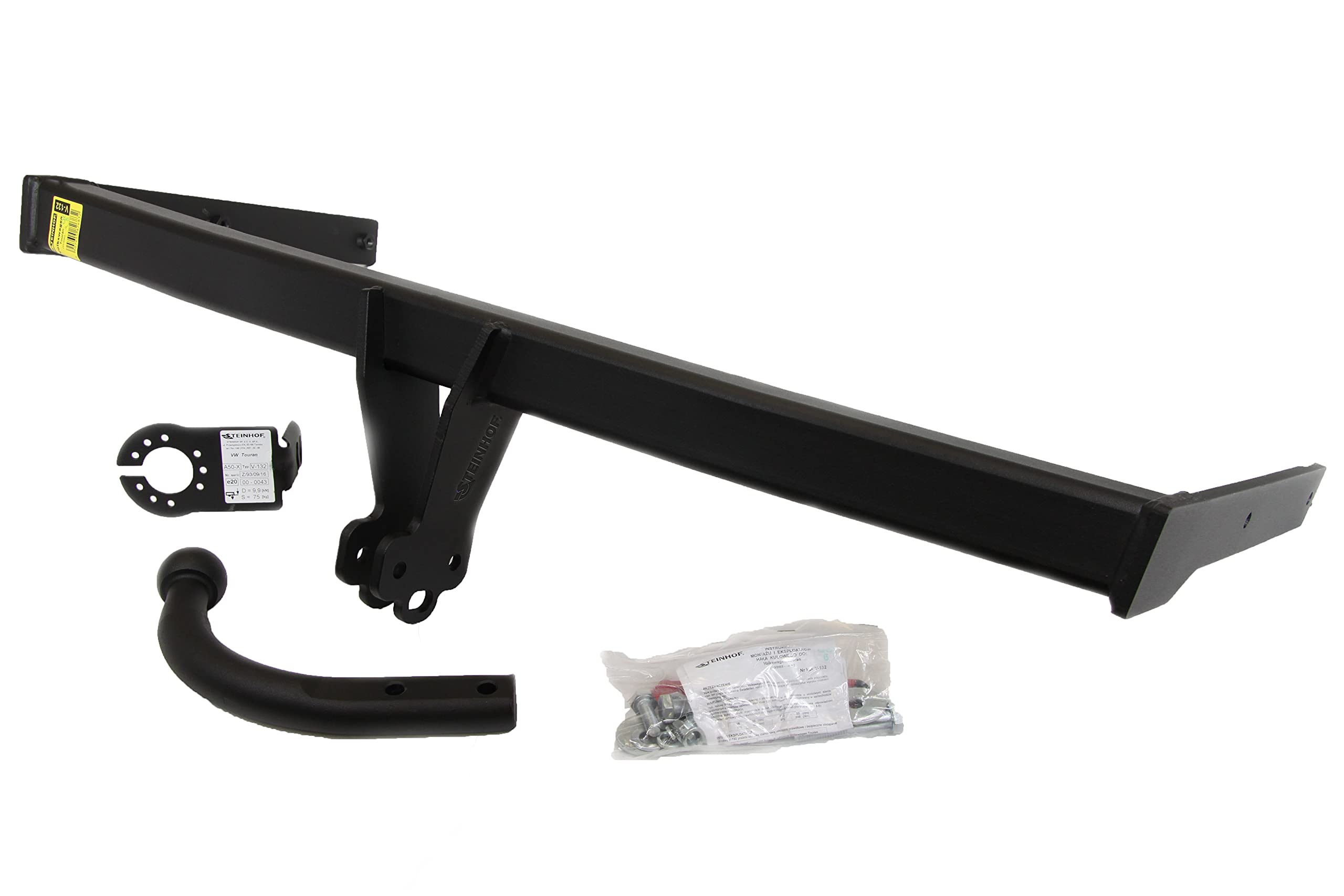 STEINHOF NEU Anhängerkupplung AHK starr kompatibel mit VW Touran I 1T Minivan 03.2003-09.2015 mit 13-polig Universal-Elektrosatz