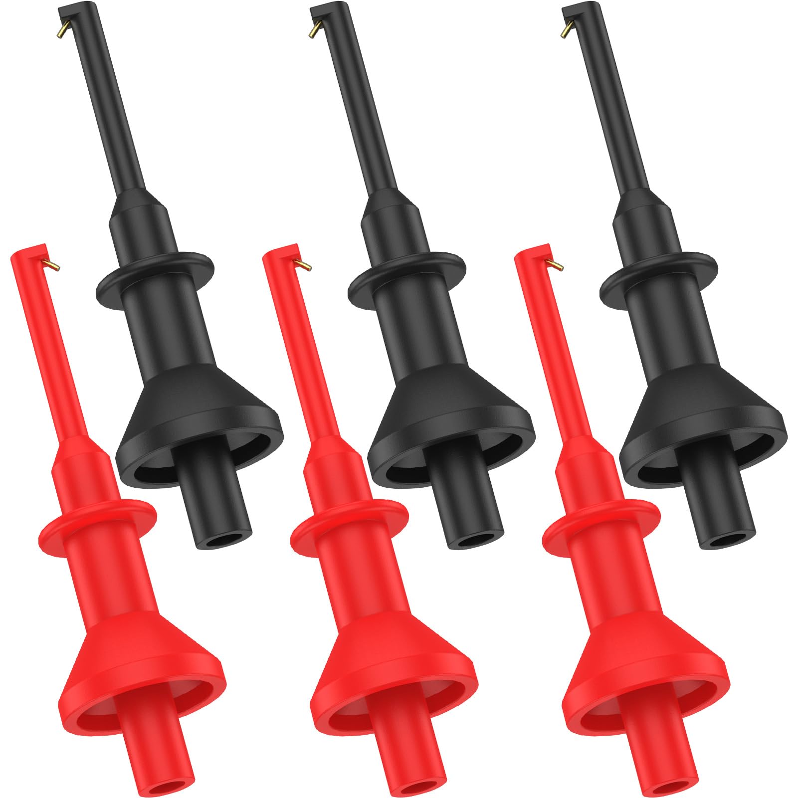 6Pcs Test Hook Clip Set Premium Multimeter Test Lead Hook Clip with Spring 2mm 4mm M4 Mini Test Hook Clip Electronic Testing Probe for Electronic Testing