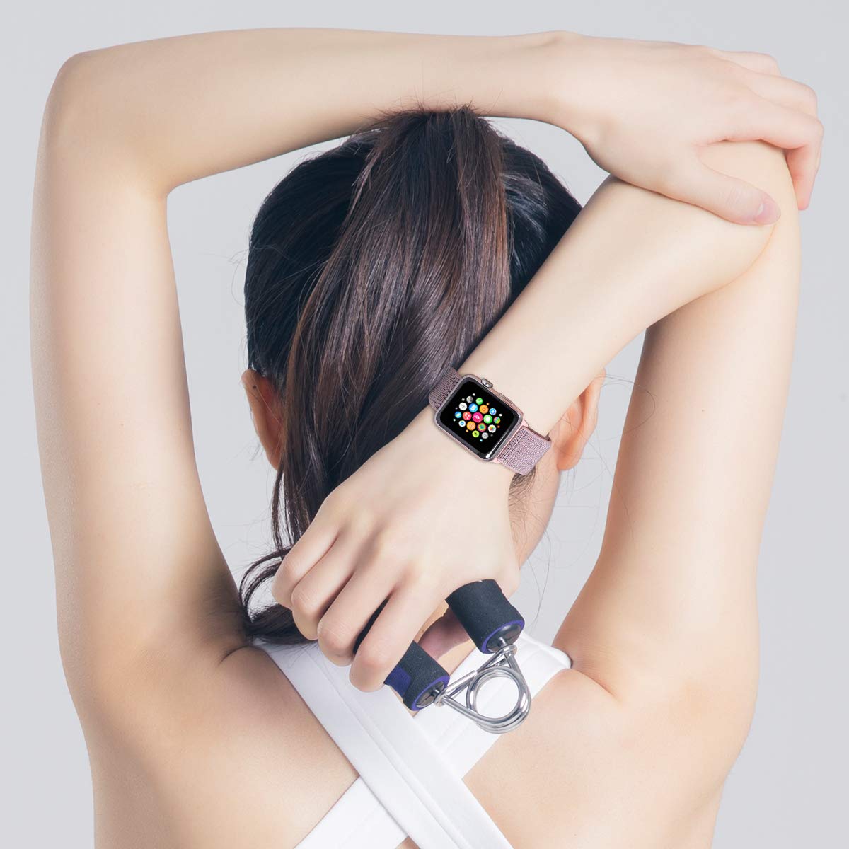 Correa deportiva compatible con Apple Watch Band de 49 mm, 45 mm, 44 mm, 42 mm, 41 mm, 40 mm, 38 mm, nailon elástico trenzado transpirable para iWatch Series 9, 8, 7, 6, 5, SE, 4, 3, 2, 1
