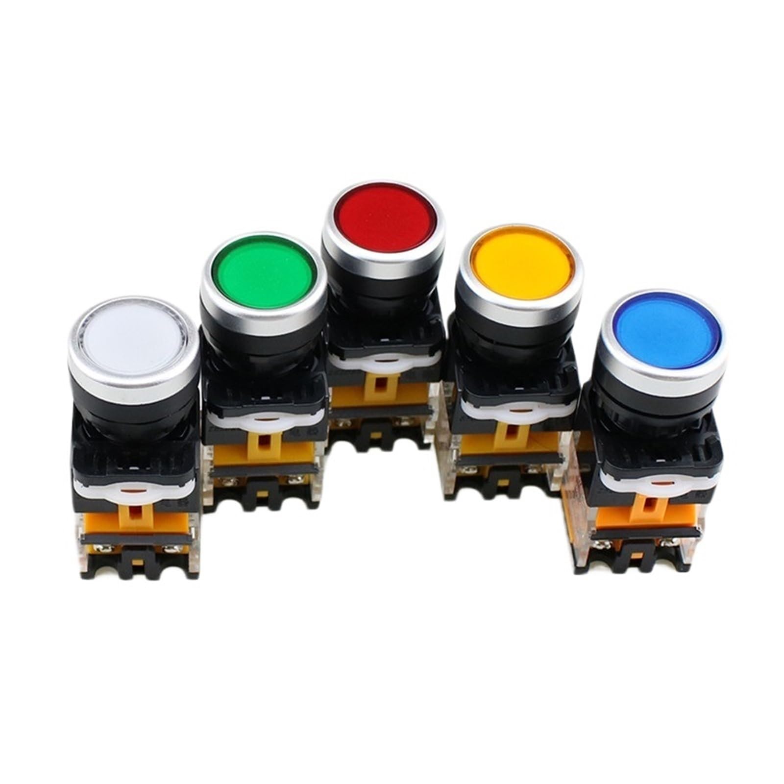 1 szt. LA38-11D/11DS rozdzielacz stykowy Push Button przełącznik z włącznikiem/wyłącznikiem światła Momentary/Rast 22 mm 220 V 24 V LED (żółty, samoblokujący, 6 V)