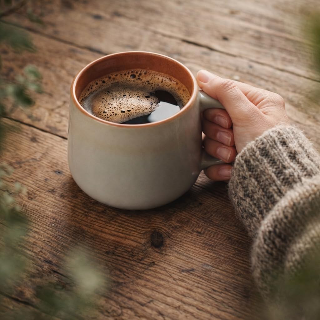 Ava Nord Tasses à Café en Céramique - 240 ml | en Grès, avec Anse Ergonomique | Idéales pour le Cappuccino, le Espresso | Compatibles Micro-Ondes et Lave-Vaisselle | Gris Sauge