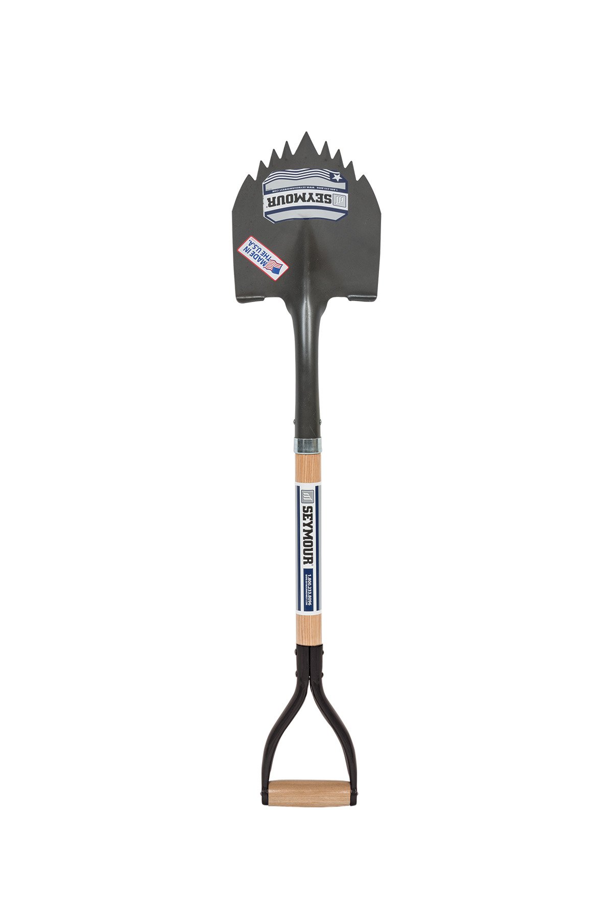 Seymour 49164 Round Point Shovel, 14 Gauge / 9" x 11" , Forward Turned Step “Cutting Teeth”, Power Collar & Solid Steel Rivet, 29" Precision Lathe