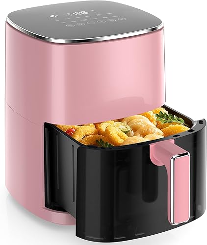 Sweetcrispy Freidora de aire de 6 cuartos con ventana, horno de freidora de aire cuadrado 12 en 1 para la familia, tecnología rápida de aire