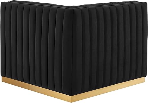 Miniatura 279 de Modway Conjure - Sofá seccional tapizado de terciopelo de alto rendimiento, con canal, silla sin brazos en negro y gris Negro-Gris,Negro