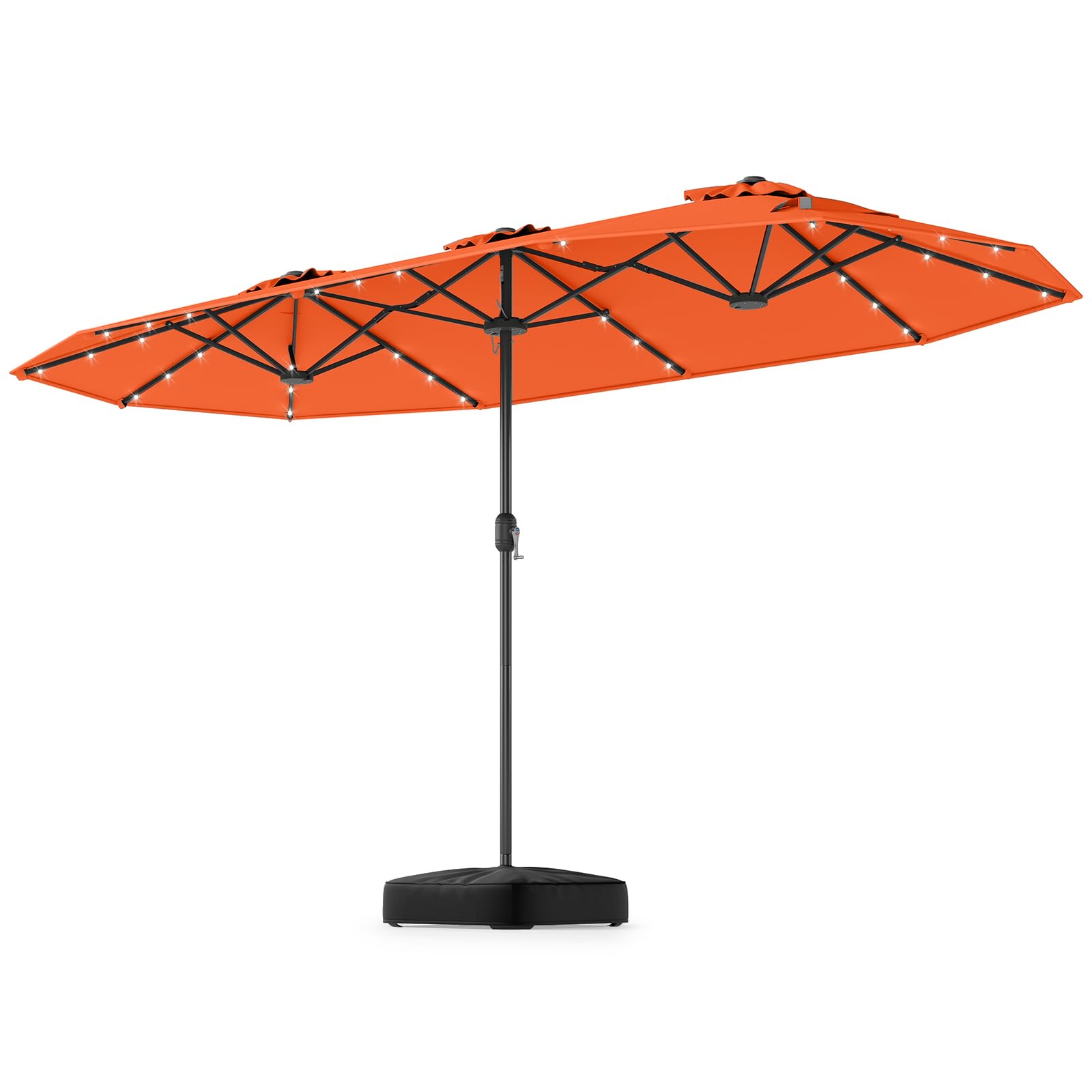 GOPLUS Podwójny parasol przeciwsłoneczny, 400 x 200 cm, ze stojakiem, UV 50+, parasol ogrodowy z korbą, duży parasol ogrodowy, owalny, do ogrodu i na taras