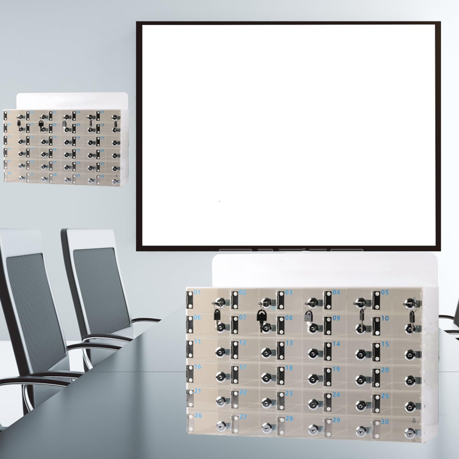 Armadietto a Muro per cellulari con 6 Scomparti in Acrilico con Serratura e Chiave, Ideale per aule, uffici e scuole: Una Soluzione sicura per la Custodia di dispositivi elettronici per Stud