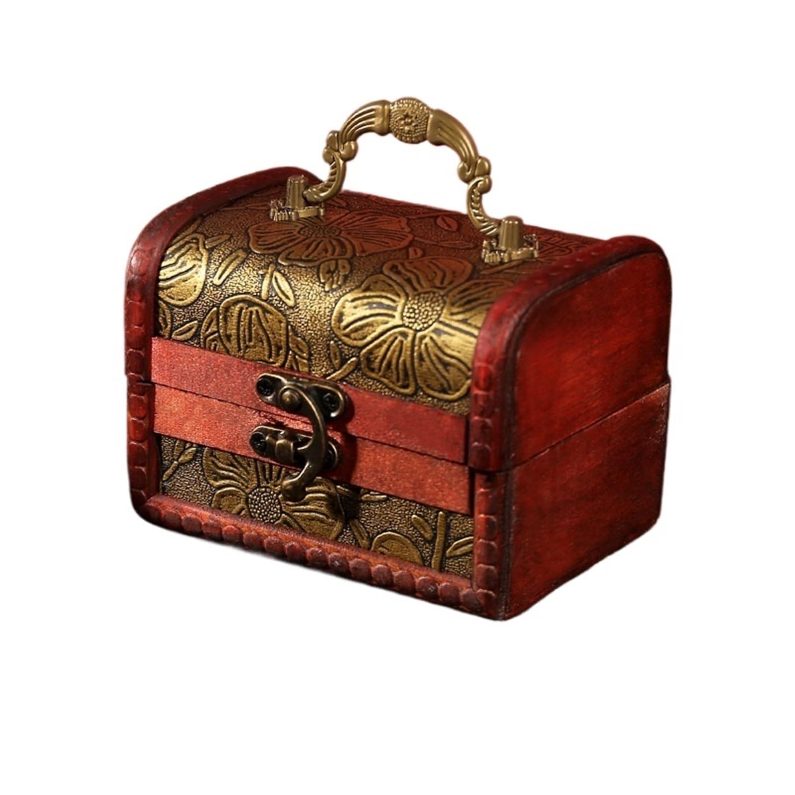 NIUSABOU Wood Jewellery Organiser, Wooden Storage Box with Green Crystal Inlay, Decorative Keepsake Case(Color8)