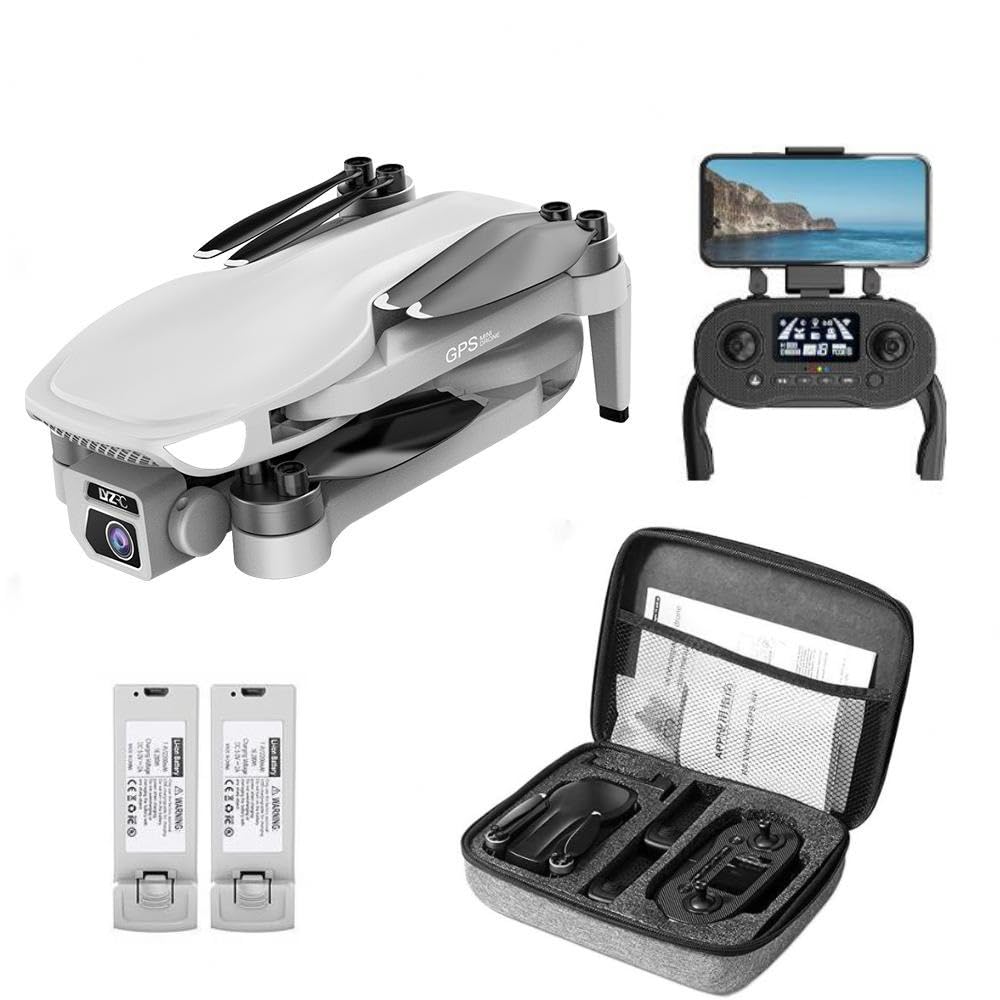 Dron z dwoma kamerami 4K HD, składany dron, 2 baterie na 50 minut lotu, 4 bezszczotkowe silniki do szybkich, 360-stopniowy dźwięk przestrzenny z trybami Auto-Follow i Waypoint (Color : Gray)