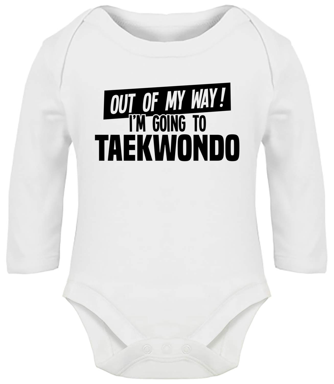 Hippowarehouse Out of My Way I'm Going to Taekwondo baby vest bodysuit (long sleeve) boys girls
