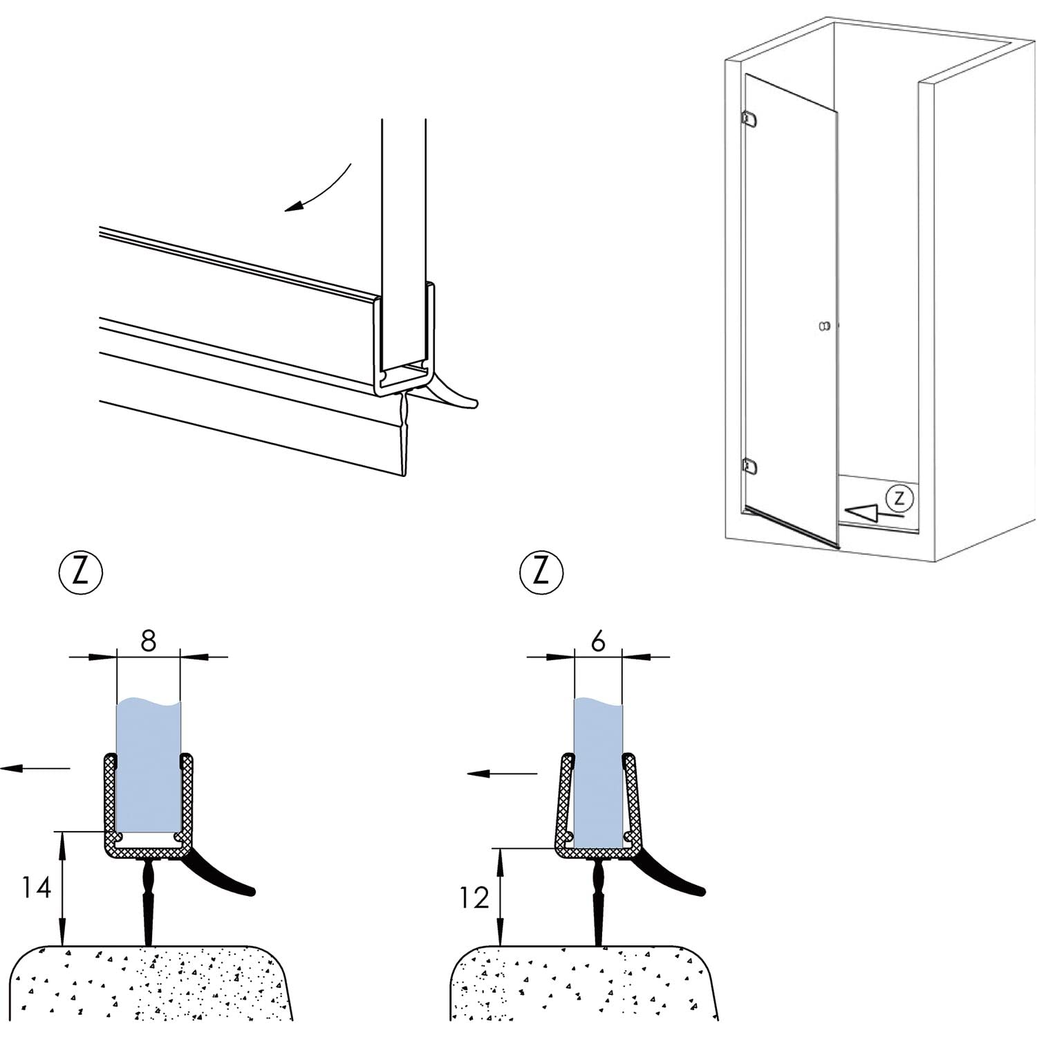 Shower Seal 1000 mm Suitable for Glass Thickness 6/7/8 mm Transparent Shower Door Seal for Glass Door with Lip Pack of 1 - Image 2