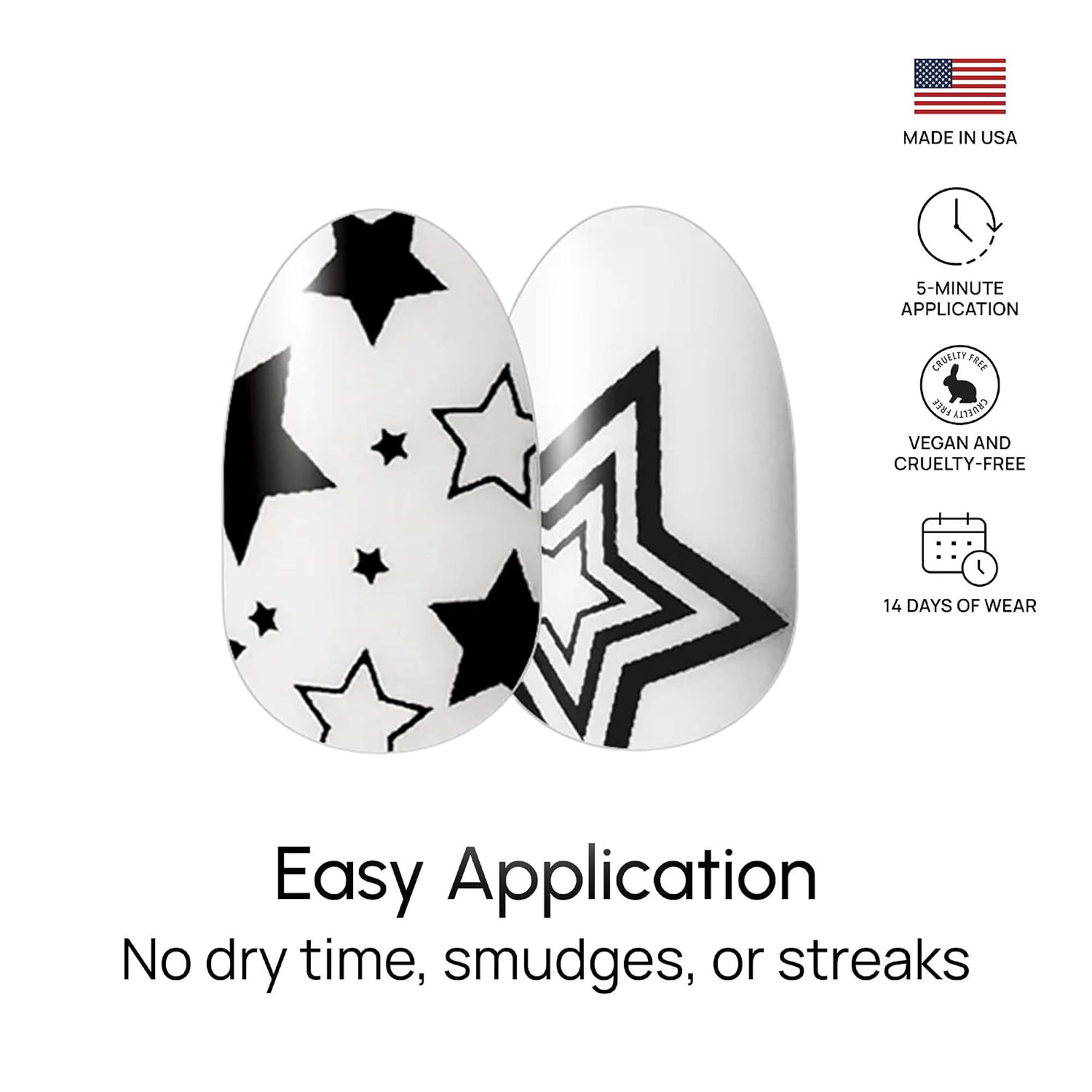 Color Street Shoot for the Stars Nail Strips - Clear with Abstract Star Designs - Wear Solo or Layer -Clear Finish -16 Double-Ended Nail Polish Strips